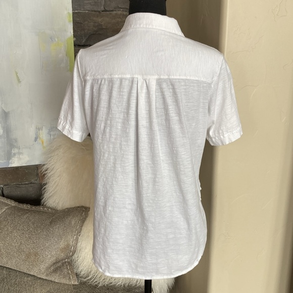 Theory Hekanina Sea Slub Cotton Tie-Front Shirt - Picture 7 of 13